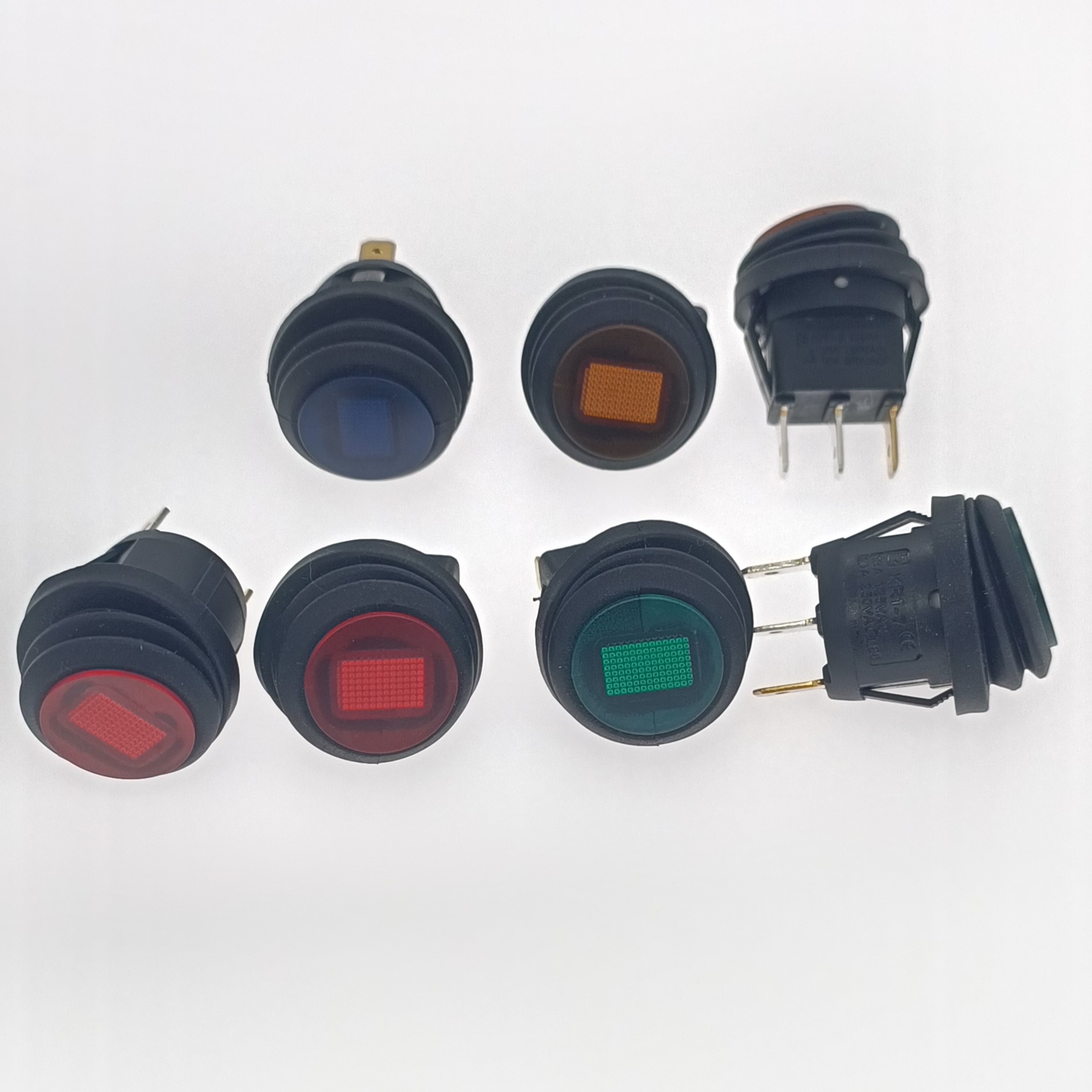 Waterproof Round on Off SPST Red Illuminated Rocker Switch