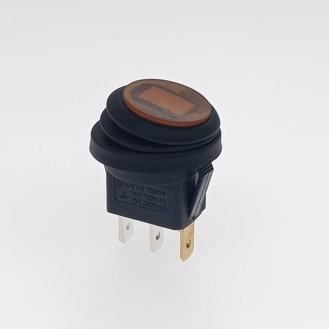 Waterproof Round on Off SPST Red Illuminated Rocker Switch