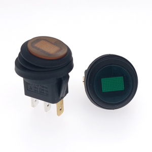 Waterproof Round on Off SPST Red Illuminated Rocker Switch